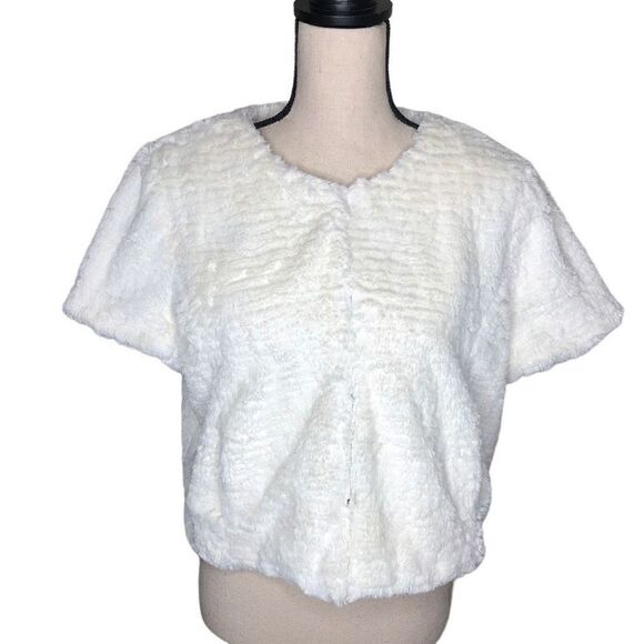 Cynthia Steffe Reagan Ivory Teddy Cropped Jacket - Picture 2 of 13